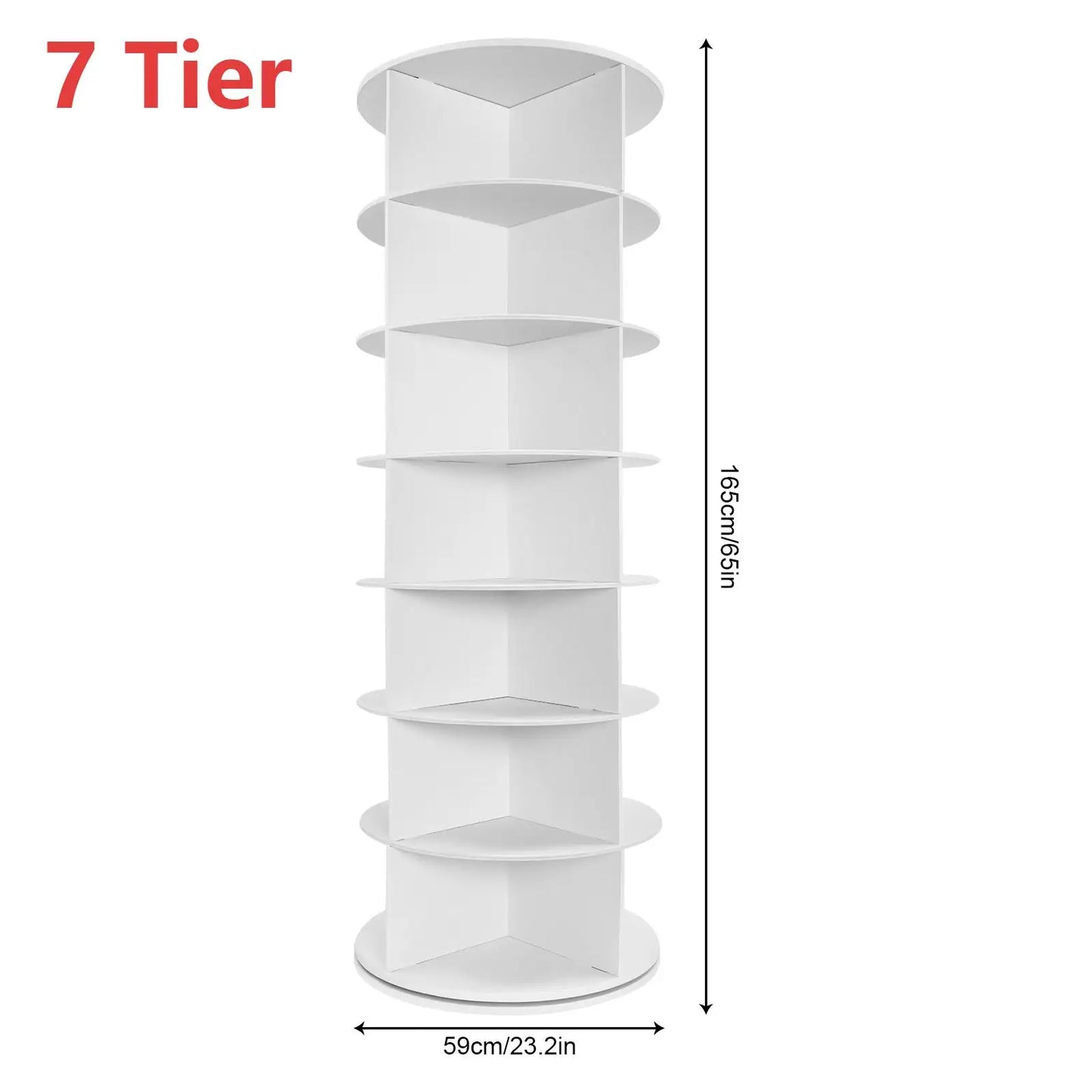 6/7 Tier 360° Rotating Shoe Rack Organizer Multifunctional PVC Sheet Shoe Rack Home Space Saving Corner Tower for Hats Bags Books Holds 24/28 Pairs of Shoes