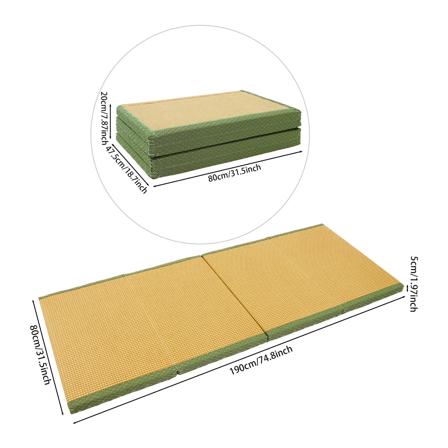 Foldable Floor Mattress Tatami Mat, Meditation Yoga Mat 31.5x74.8in, Rattan Breathable for Living Room Office