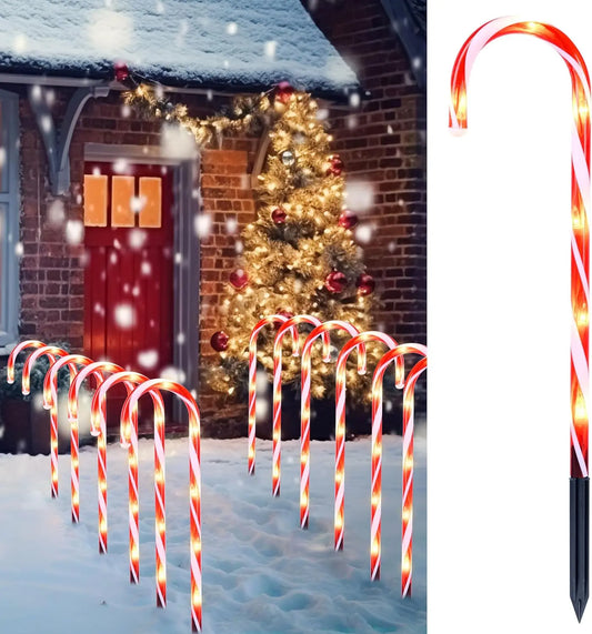 Joyfy Christmas Candy Cane Pathway Marker Lights Set