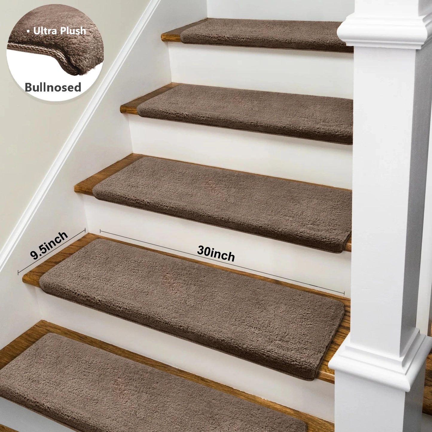 Ultra Plush Non Slip Stair Treads Self Adhesive Carpet Mats