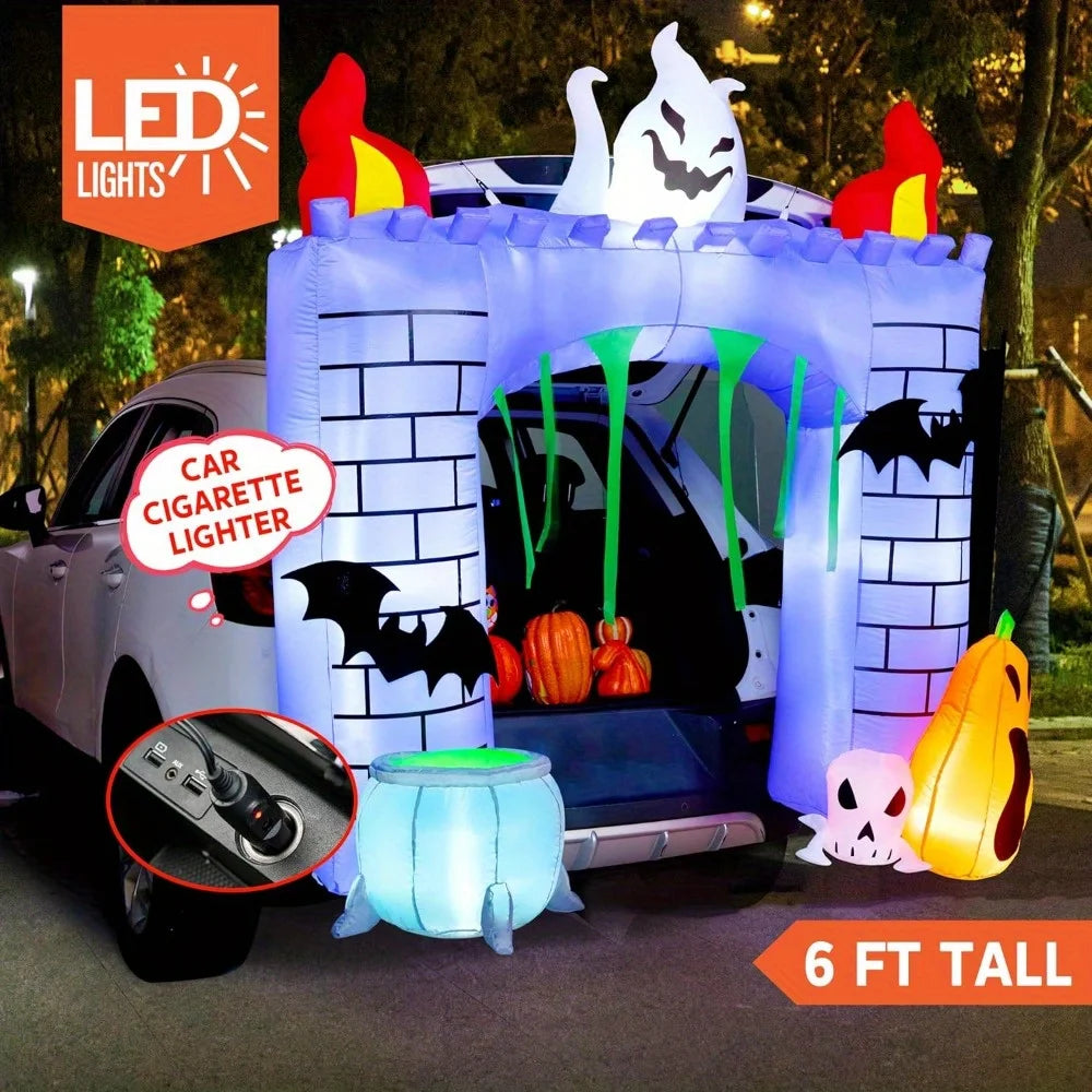Halloween Inflatable Haunted Castle Outdoor Decor With Built Leds