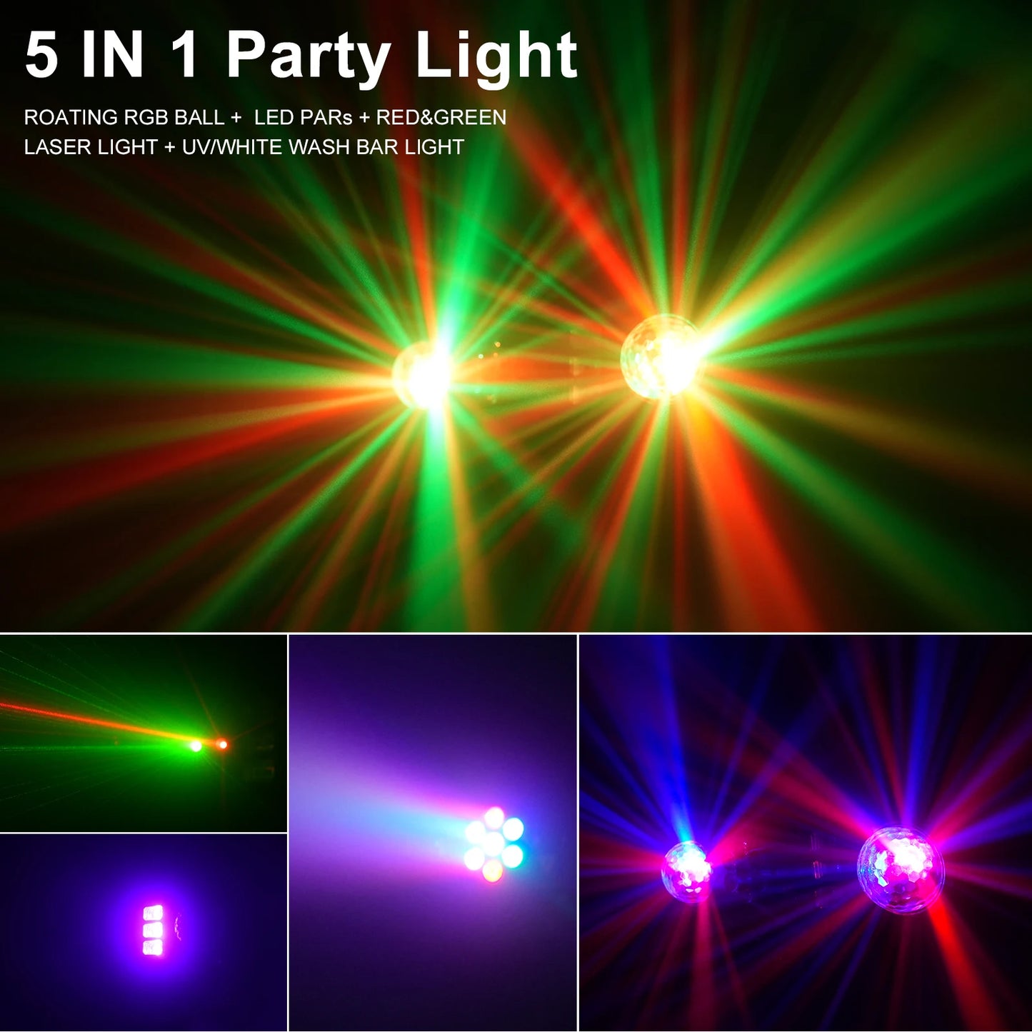 U'King Mini Remote Sound Control LED Magic Stage Light