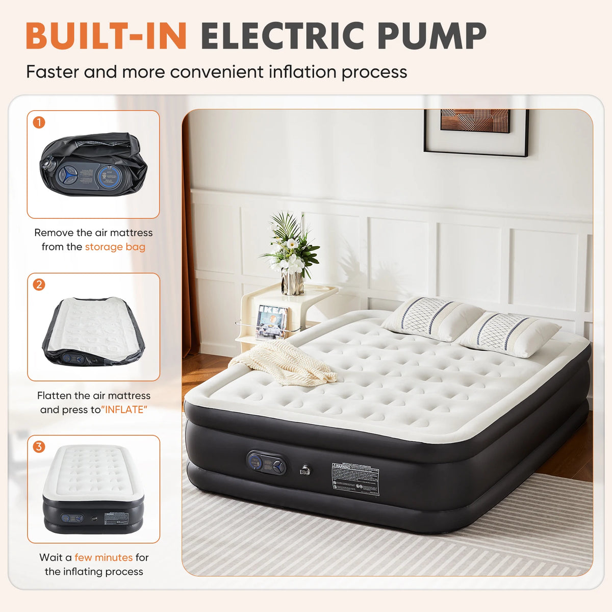 MCQ Inflatable Air Mattress Built In Pump Non Slip Bottom