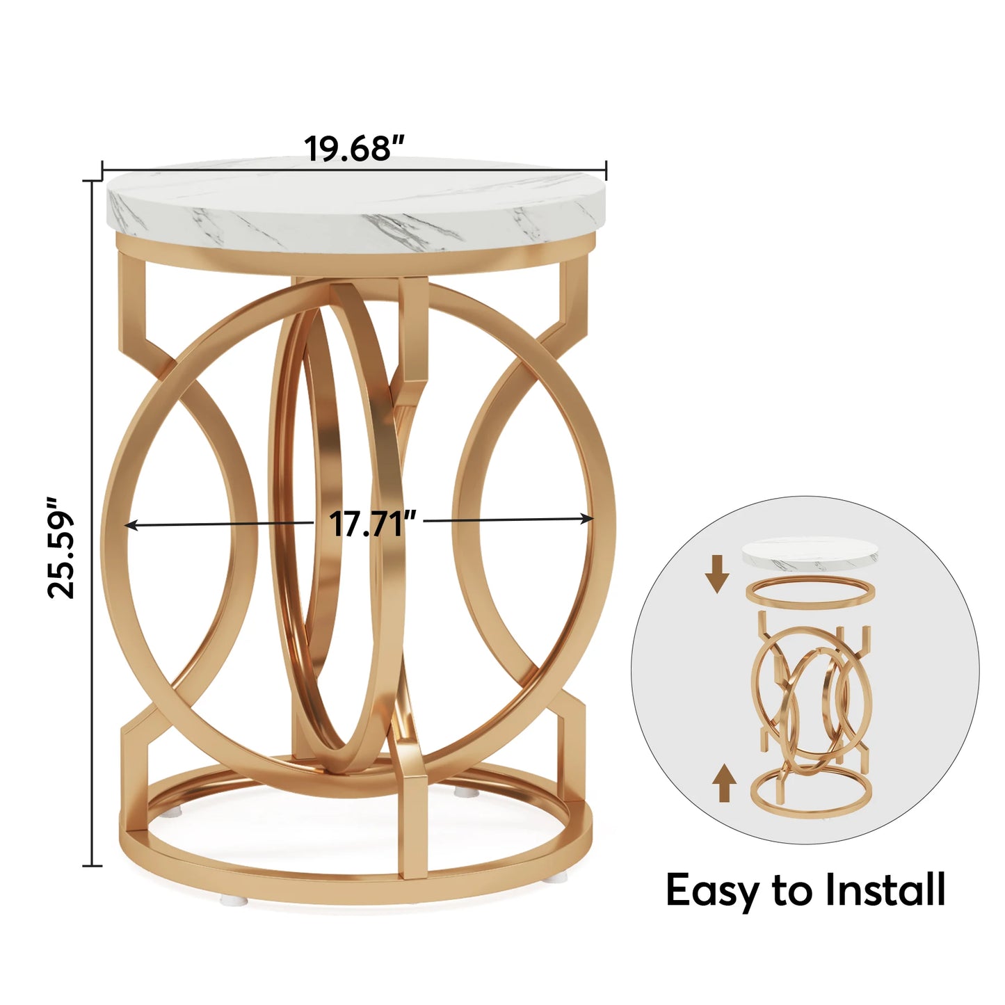 Tribesigns Round Side Table With Thick Wood Top And Steel Base