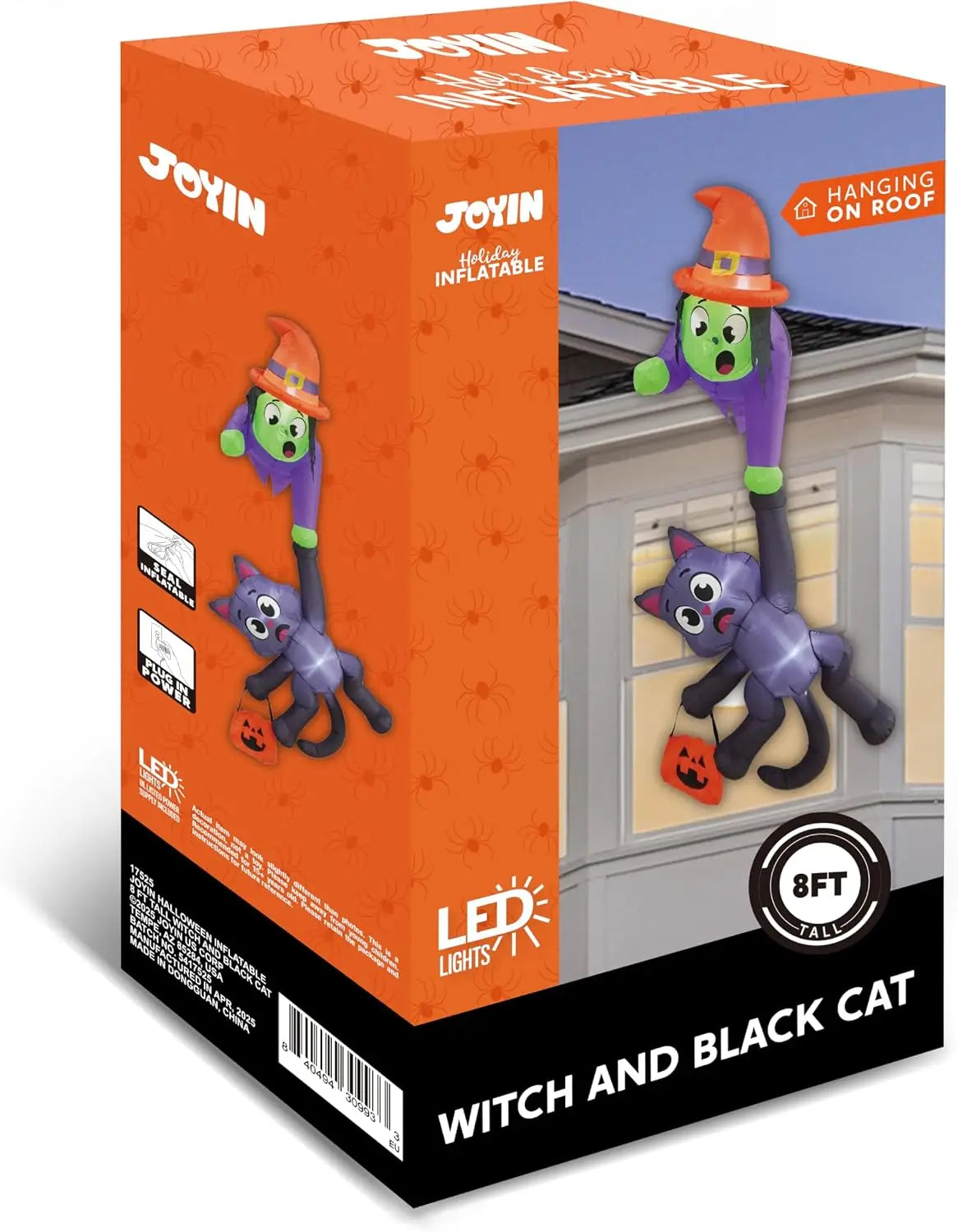 Halloween Witch And Black Cat Inflatable Outdoor Roof Decoration