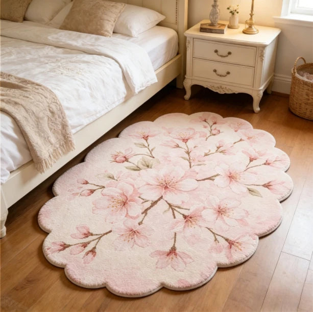 French Style Bedroom Decor Plush Carpet Flower Pattern Carpets for Living Room Fluffy Soft Bedside Floor Mat Thick Washable Rug
