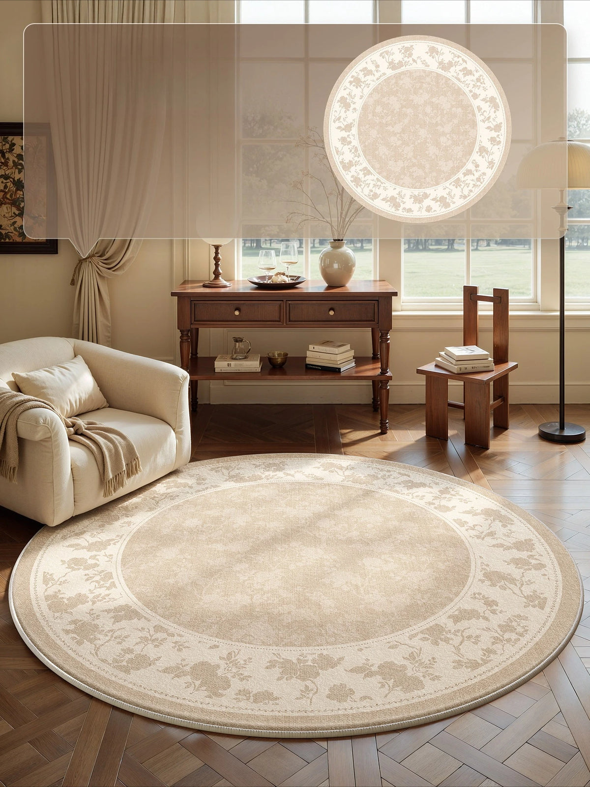 French Style Bedroom Decor Round Carpet Fluffy Soft Carpets for Living Room Thick Plush Bedside Floor Mat Washable Cloakroom Rug