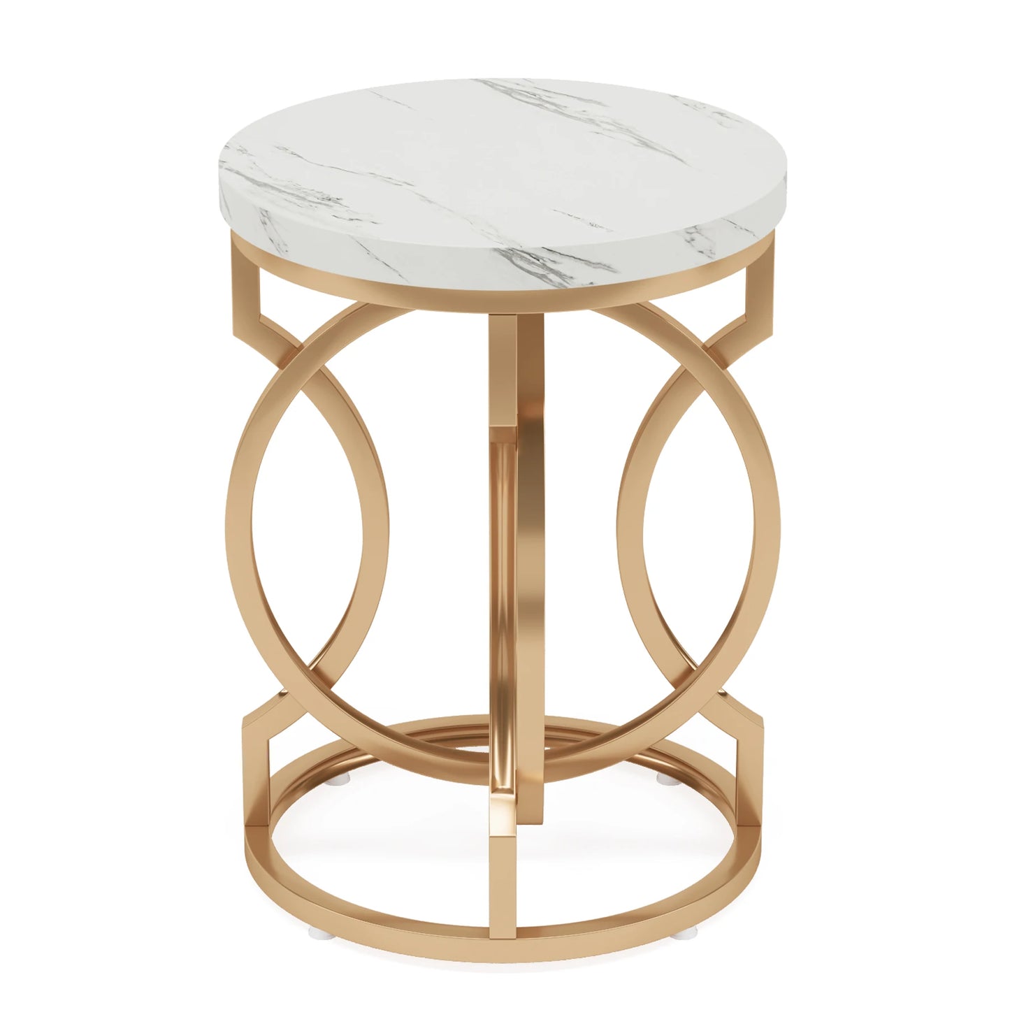 Tribesigns Round Side Table With Thick Wood Top And Steel Base