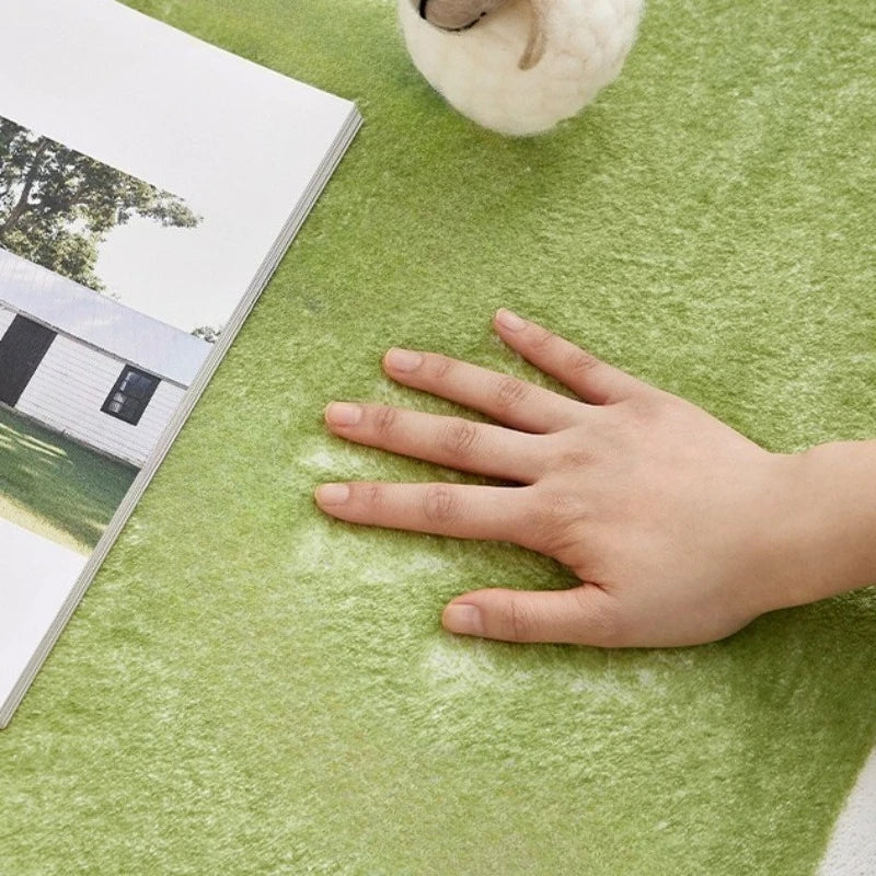 Pastoral Style Carpets for Living Room Flowers Bedroom Decor Carpet Fluffy Soft Green Bedside Plush Rug Home Anti-slip Floor Mat