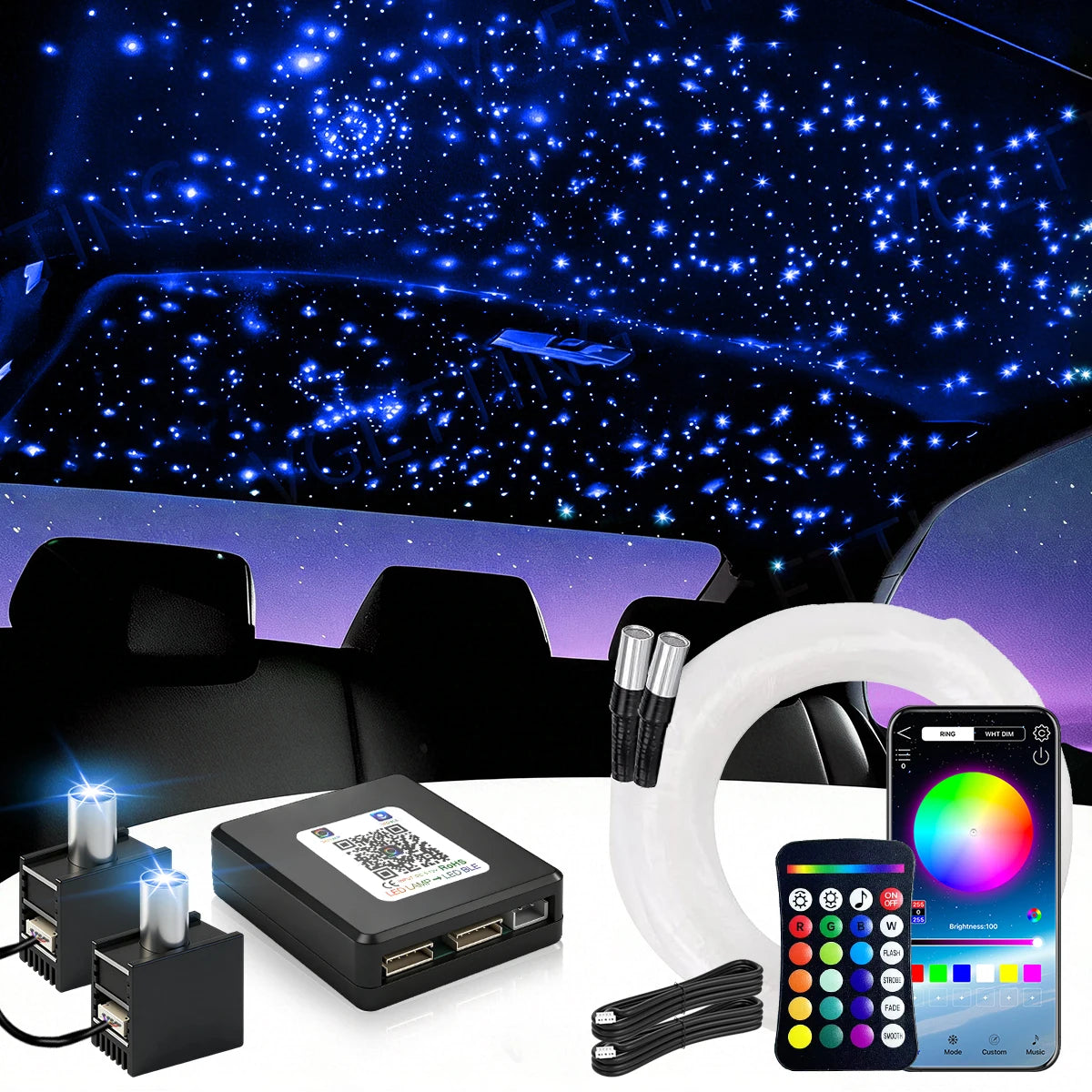 Brivglent Fiber Optic Starlight Headliner Kit For Cars With Remote
