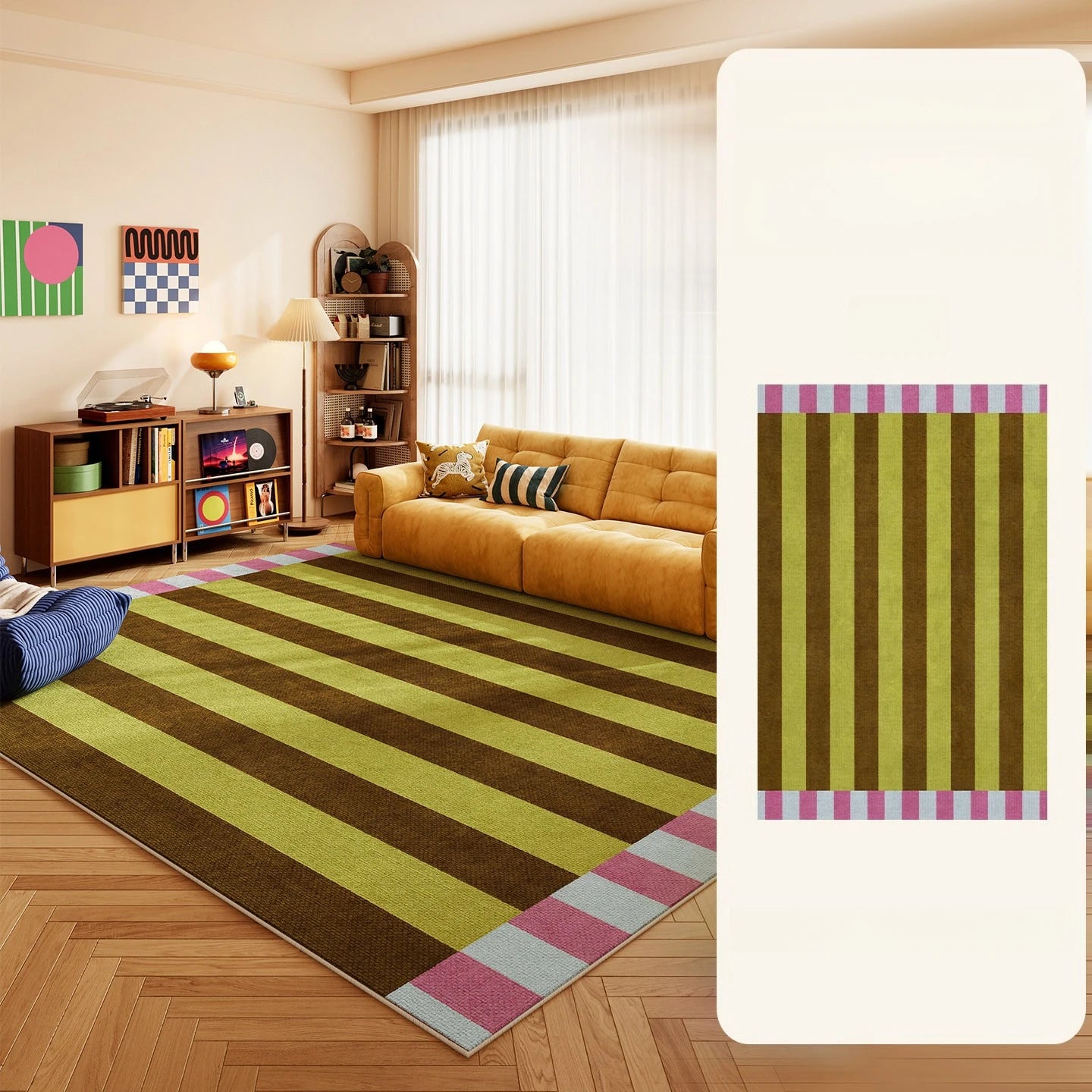 Nordic Geometric Polyester Washable Rug For Living Room