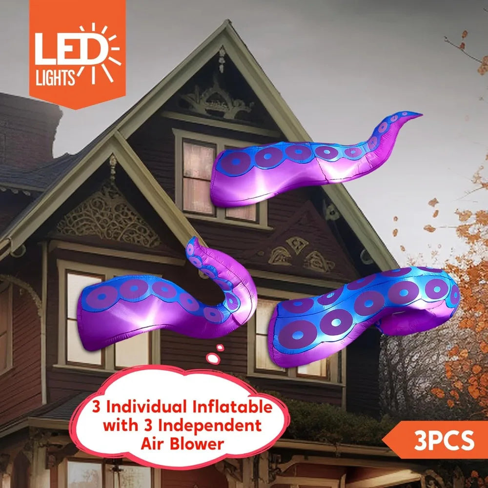 Halloween Inflatable Octopus Tentacle Outdoor Decor With Led Lights