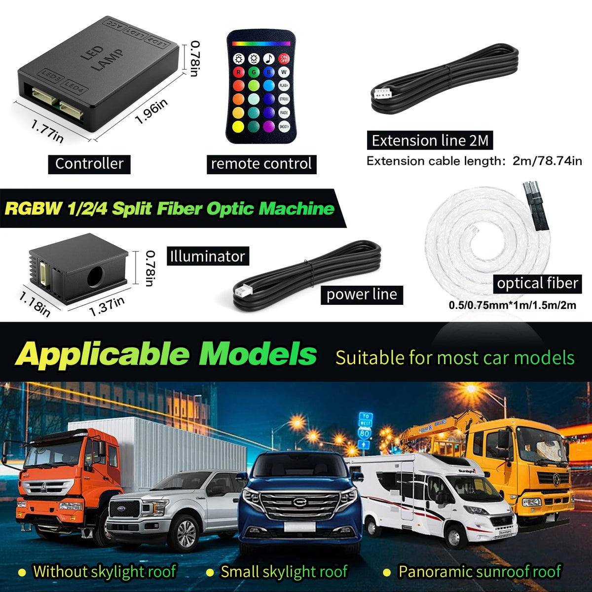 Brivglent Fiber Optic Starlight Headliner Kit For Cars With Remote