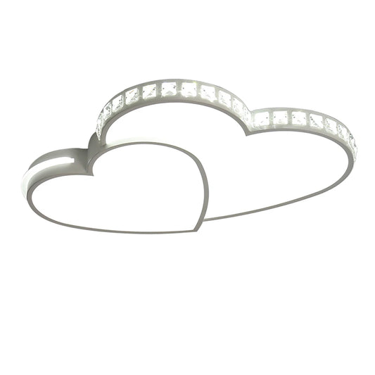 Modern Heart Shaped Crystal LED Flush Mount Ceiling Light Fixture