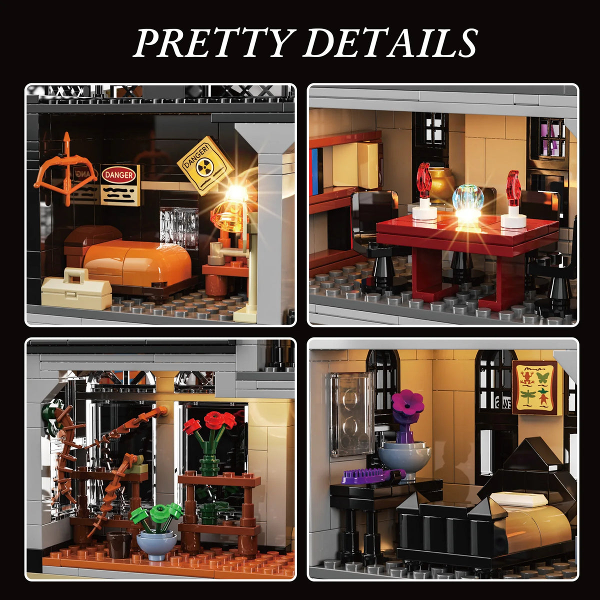 Gothic House Building Blocks Set Nightfall Manor Architecture Bricks Creative Home Decoration Desktop Ornament Halloween Gift for Adults