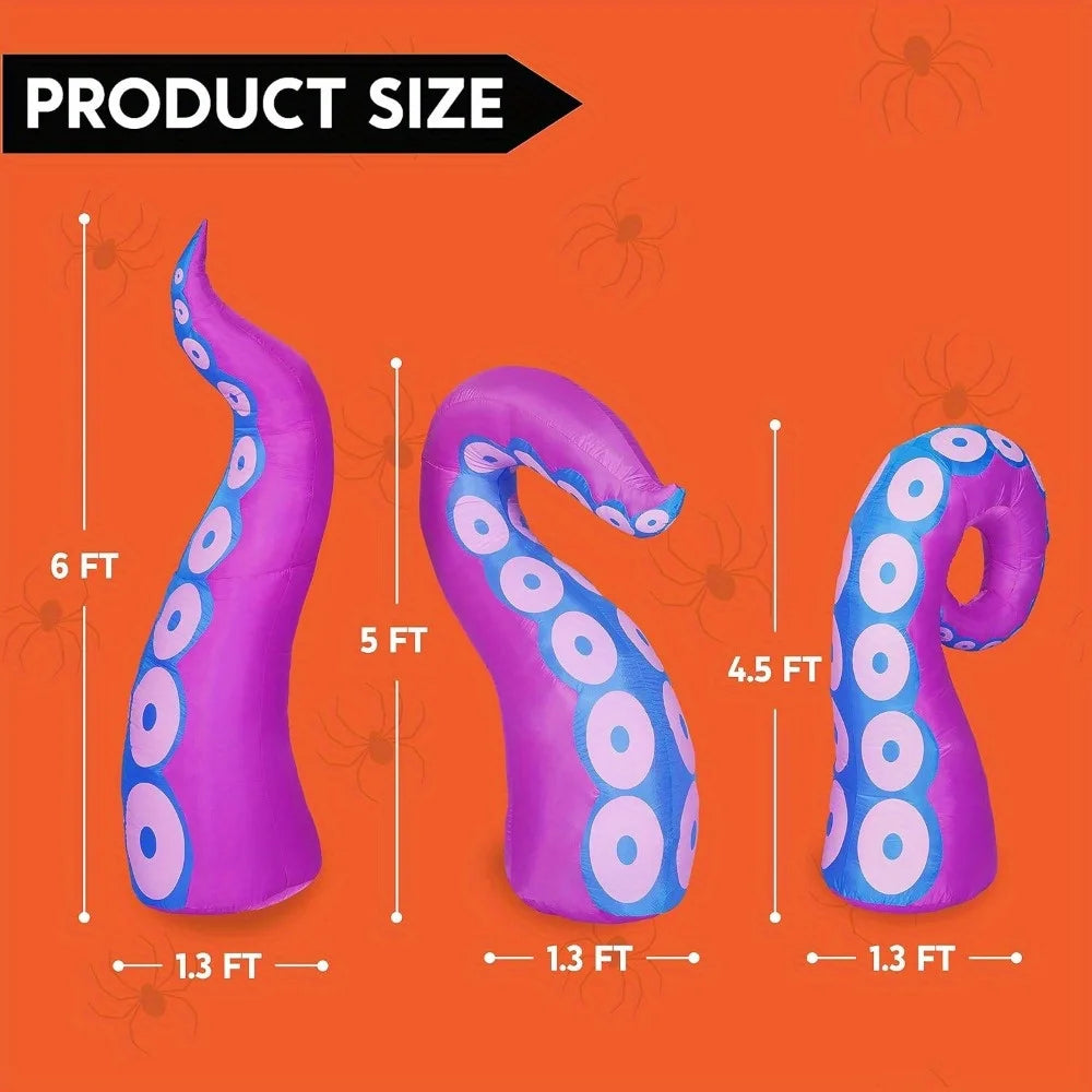 Halloween Inflatable Octopus Tentacle Outdoor Decor With Led Lights