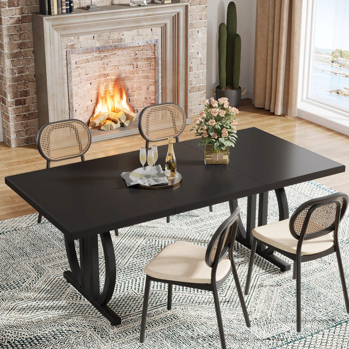 Tribesigns Modern Industrial Dining Table with Heavy Duty Metal Frame