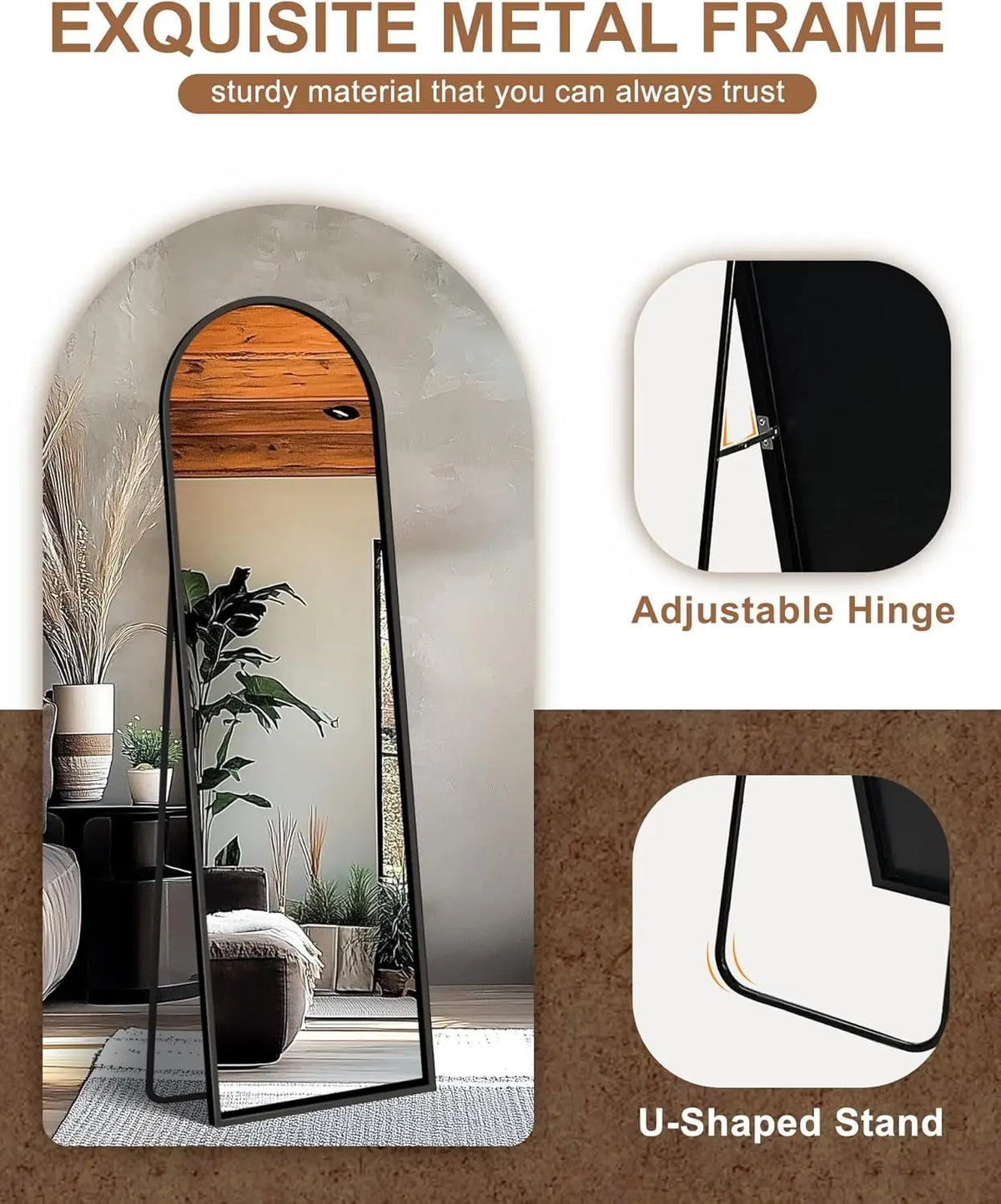 Mirror Full Length,Standing Mirror Full Body,Large Floor with Stand for Wall Entryway Door Bedroom Bathroom Living Room