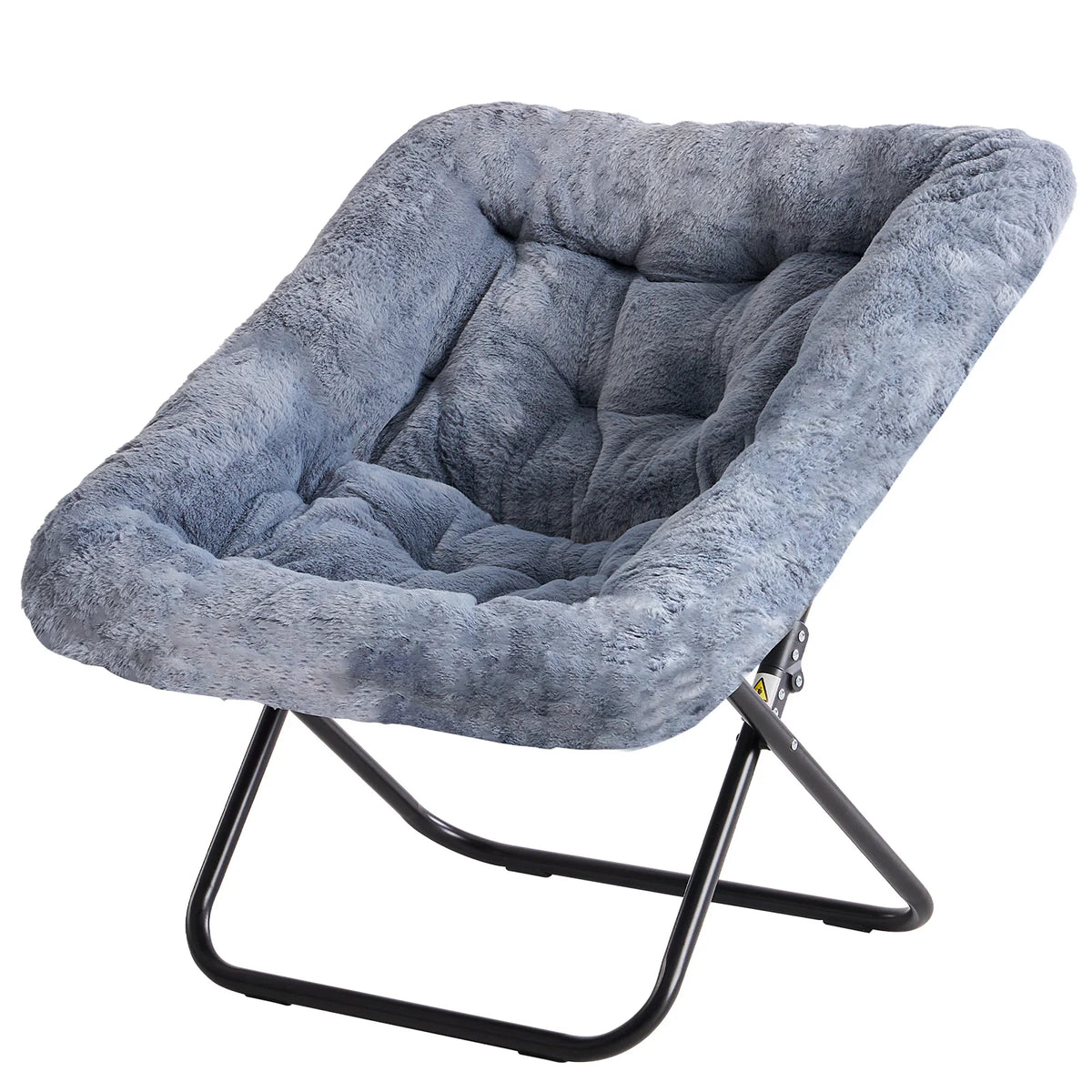 JHK Folding Saucer Lounge Chair With Padded Faux Fur Seat