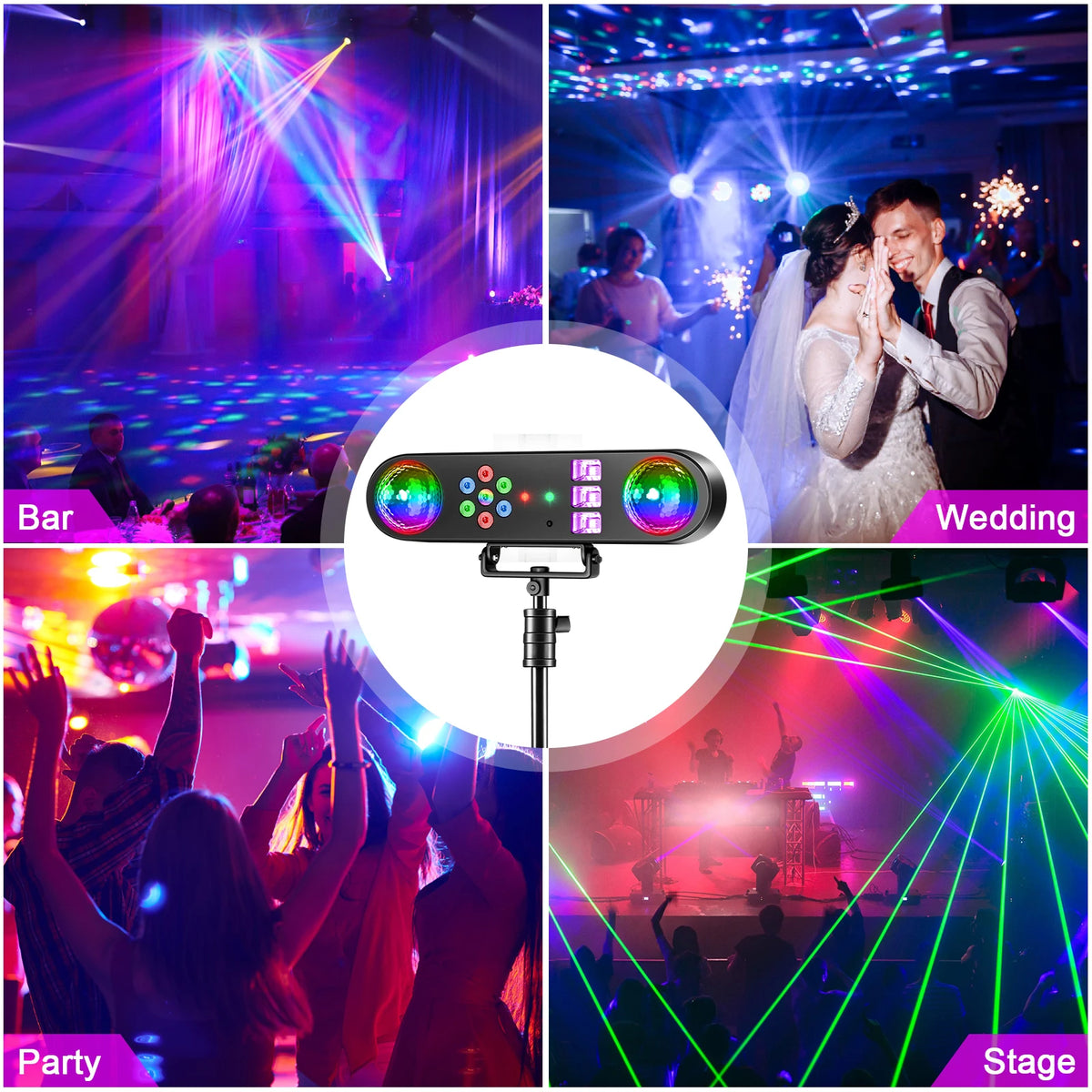 U'King Mini Remote Sound Control LED Magic Stage Light