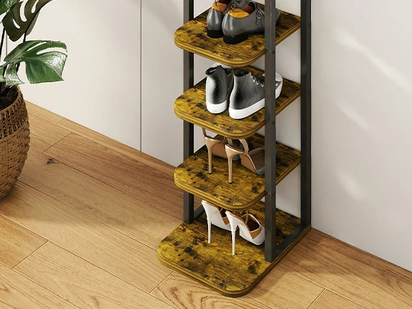 NEW 10 Tiers Vertical Shoe Rack Adjustable Shoe Shelf Storage Organizer Corner Shoe Rack 2 Hooks for Entryway Hallway Bedroom