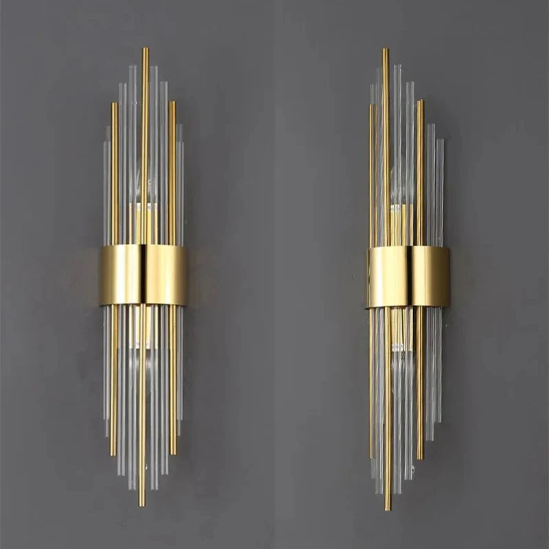 Indoor Home Decor Luxury Sconce Light Iron Base Glass Tube Lampshade Wall Lamps G9 Bulbs Up Down Hotel Corridor Lighting Lustres