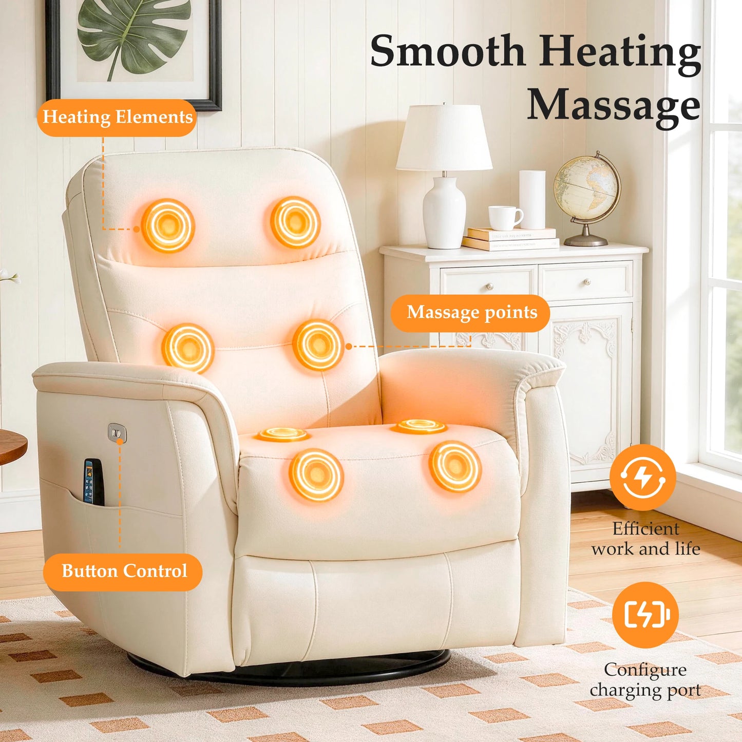 Kerdom Power Lift Recliner Chair With Vibration Massage Heating