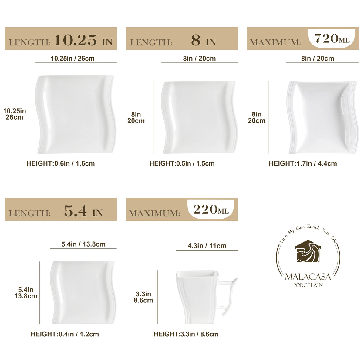 MALACASA Flora Porcelain Dinnerware Set With Plates And Cups