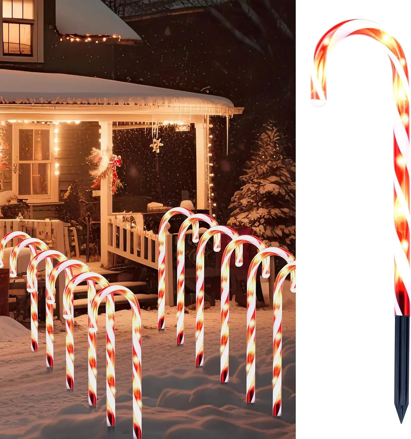 Joyfy Christmas Candy Cane Pathway Marker Lights Set