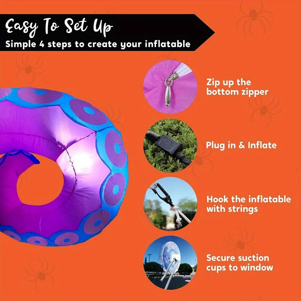 Halloween Inflatable Octopus Tentacle Outdoor Decor With Led Lights