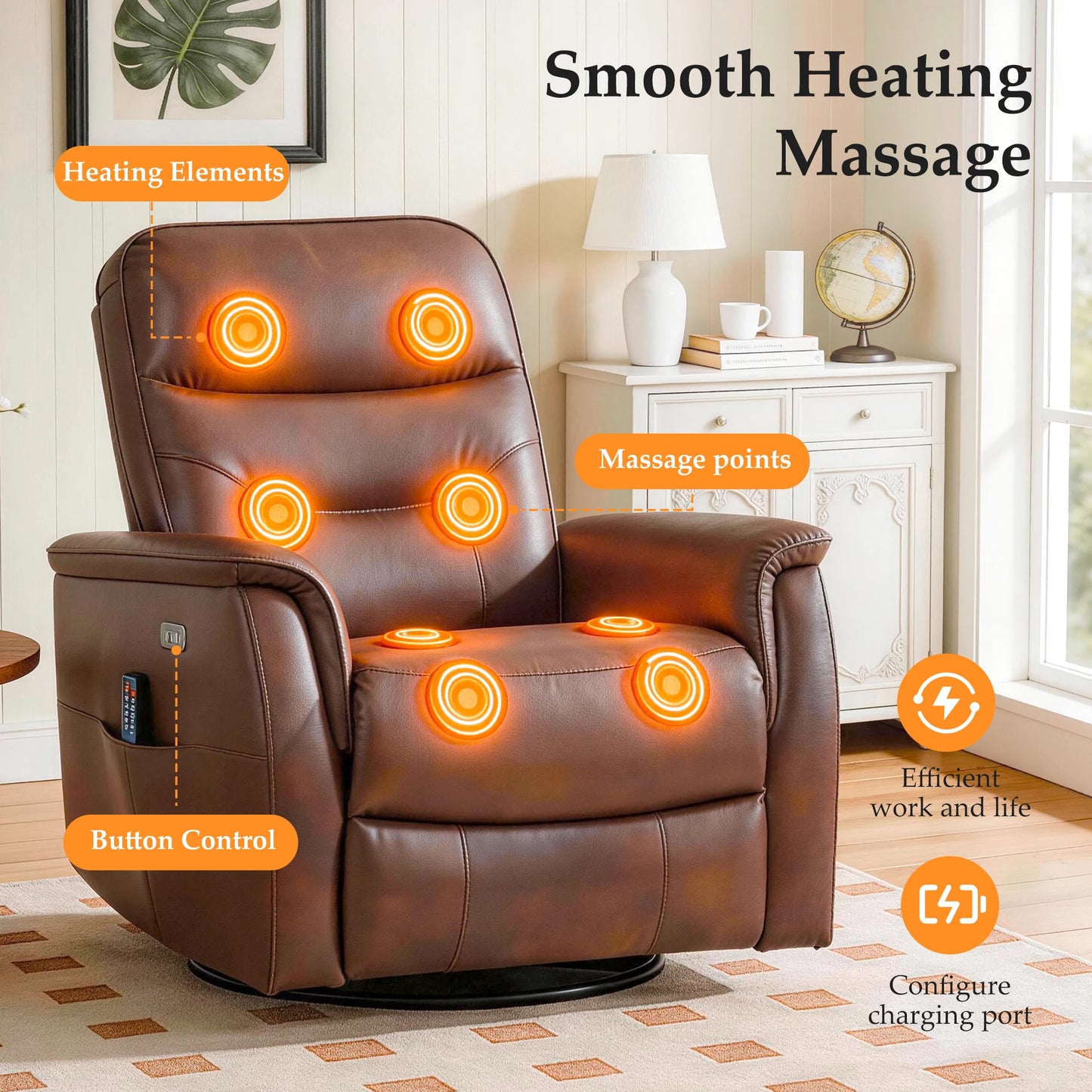Kerdom Power Lift Recliner Chair With Vibration Massage Heating