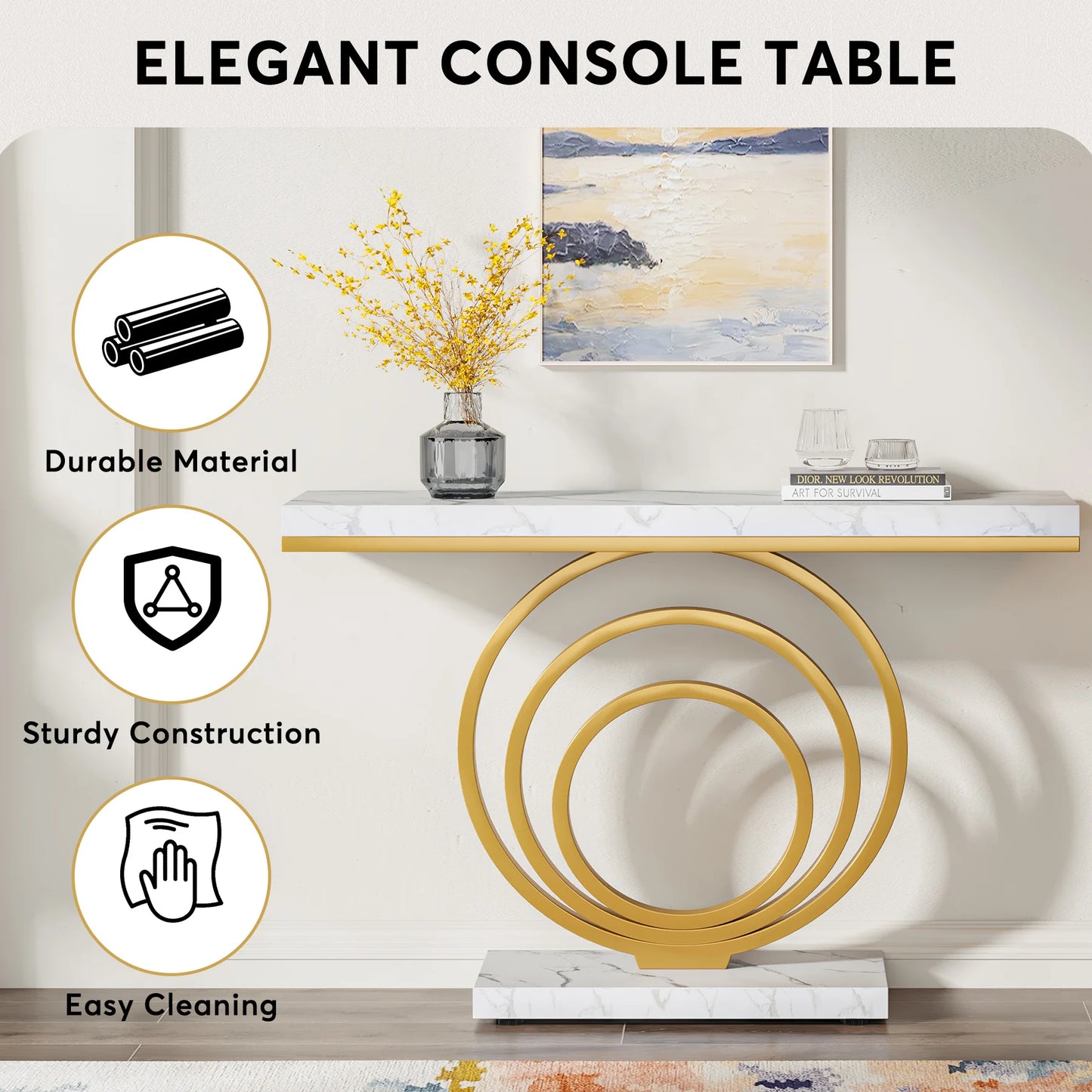 Tribesigns 41-Inch Gold Entryway Table, Modern Console Table Narrow Long, Contemporary Accent Table for Living Room