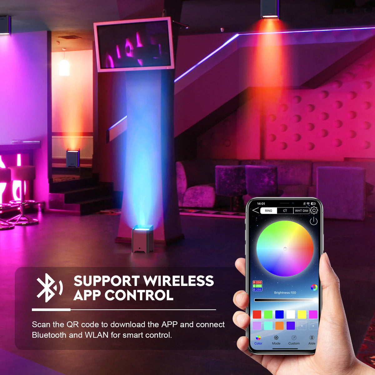 U'King Wireless LED Par Lights With Remote For DJ Events