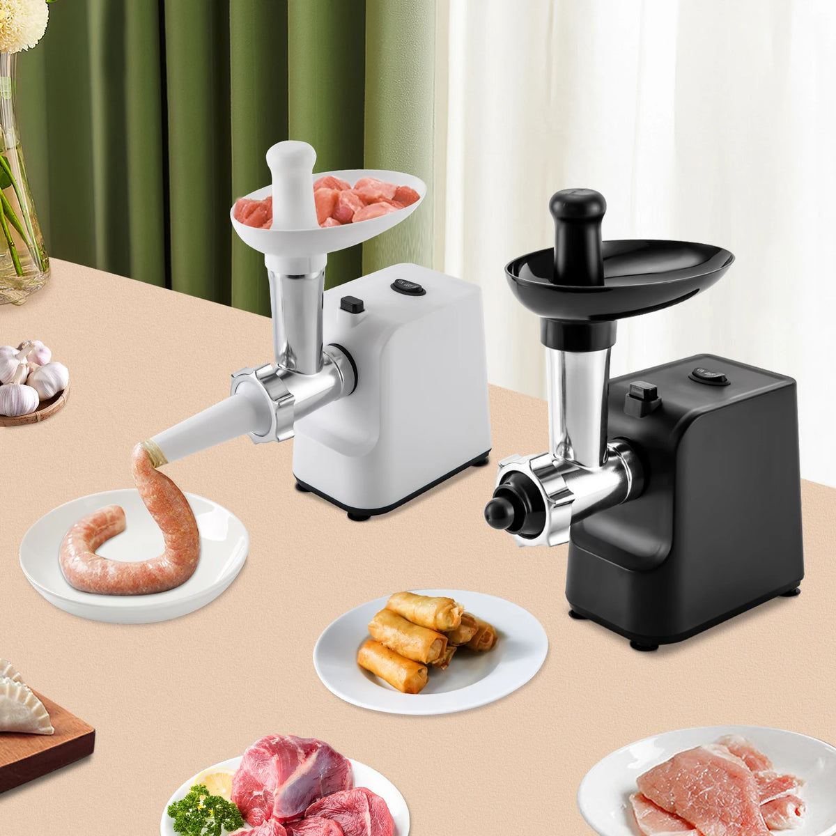 1000W Electric Meat Grinder Sausage Stuffer With Three Plates