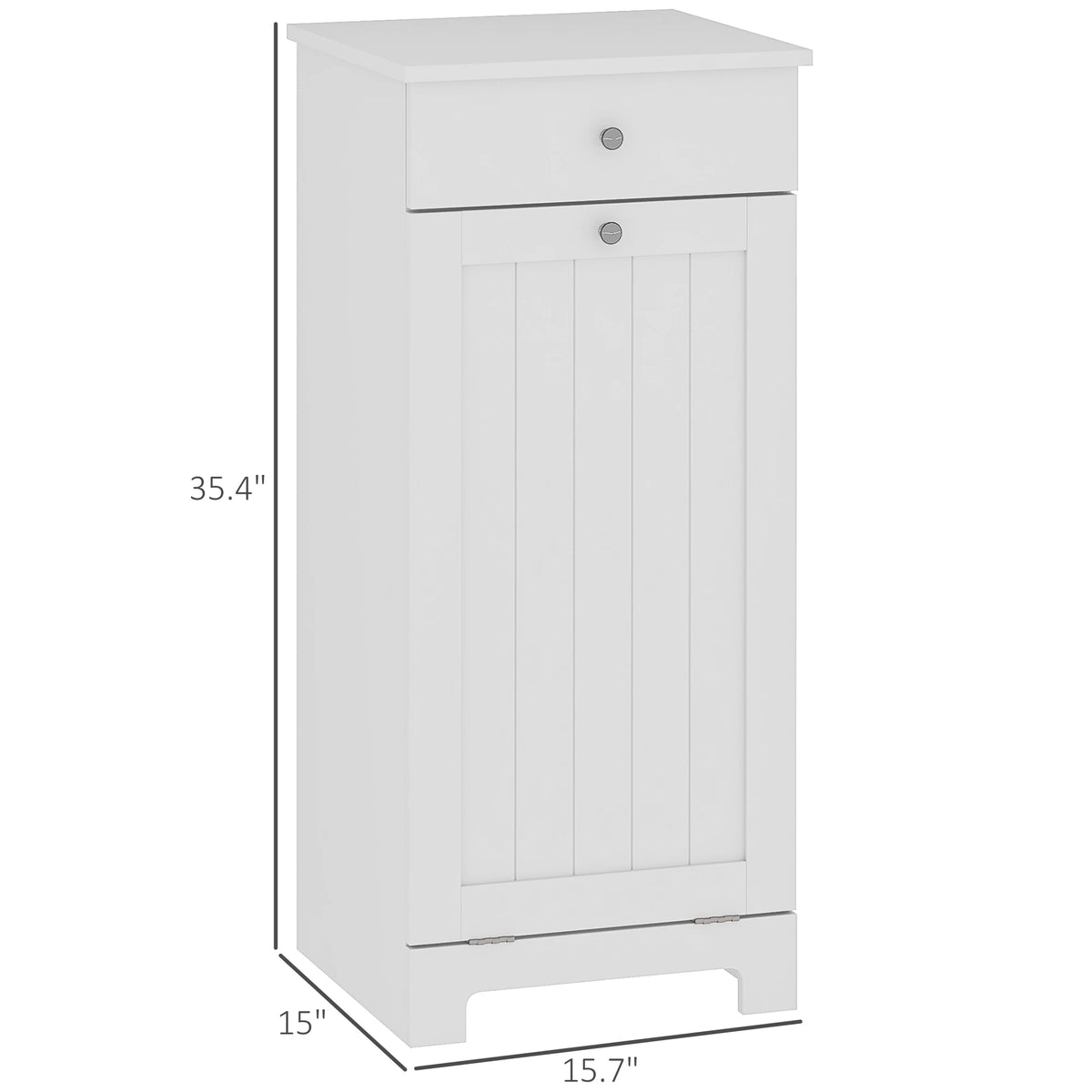 HOMCOM Laundry Cabinet with Removable Basket, Tilt Out Laundry Hamper with Drawer and Beadboard Door, Bathroom Hamper Cabinet, White