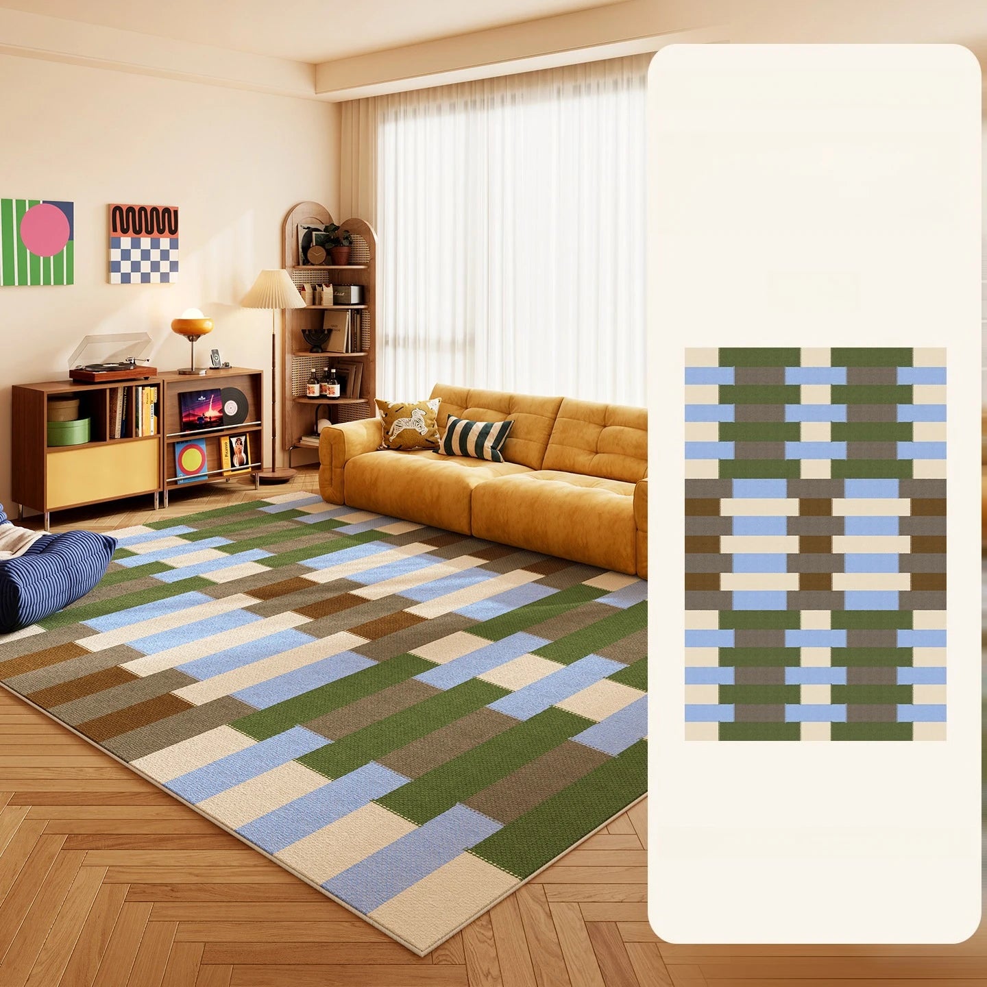 Nordic Geometric Polyester Washable Rug For Living Room