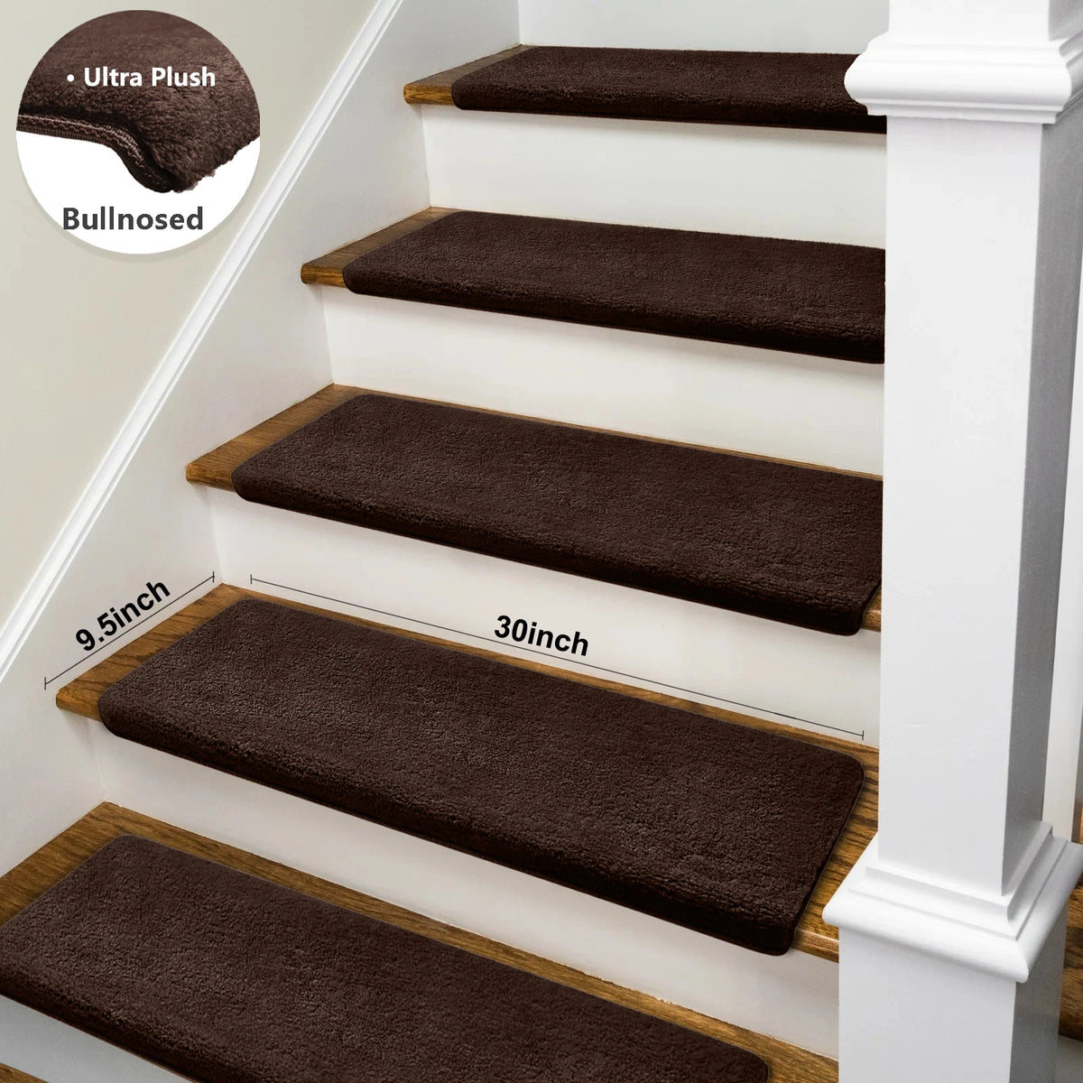 Ultra Plush Non Slip Stair Treads Self Adhesive Carpet Mats