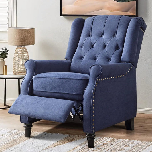 EBELLO Mid Century Wingback Push Back Recliner With Rivet Detail
