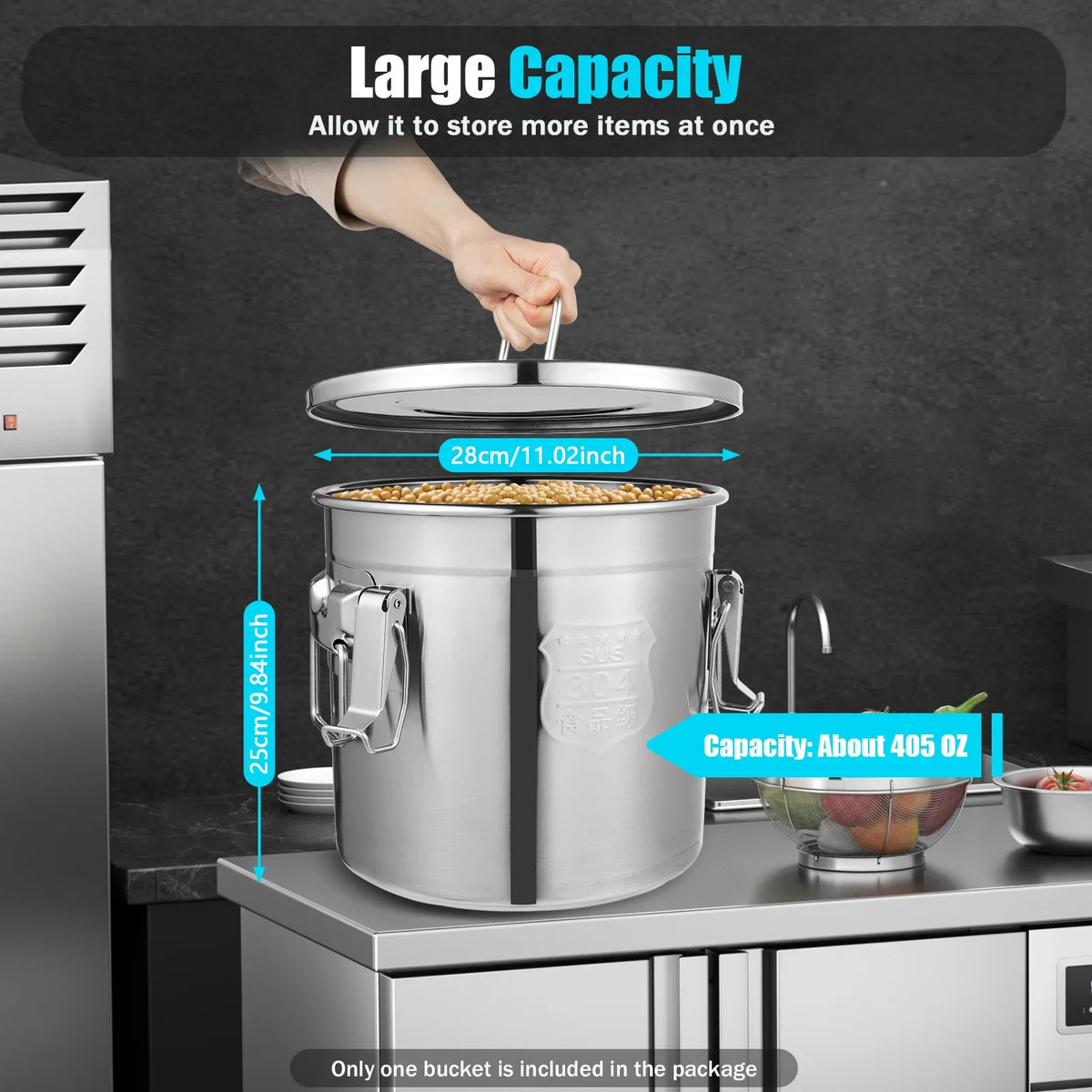 Airtight Stainless Steel Food Storage Canister With Locking Clamp