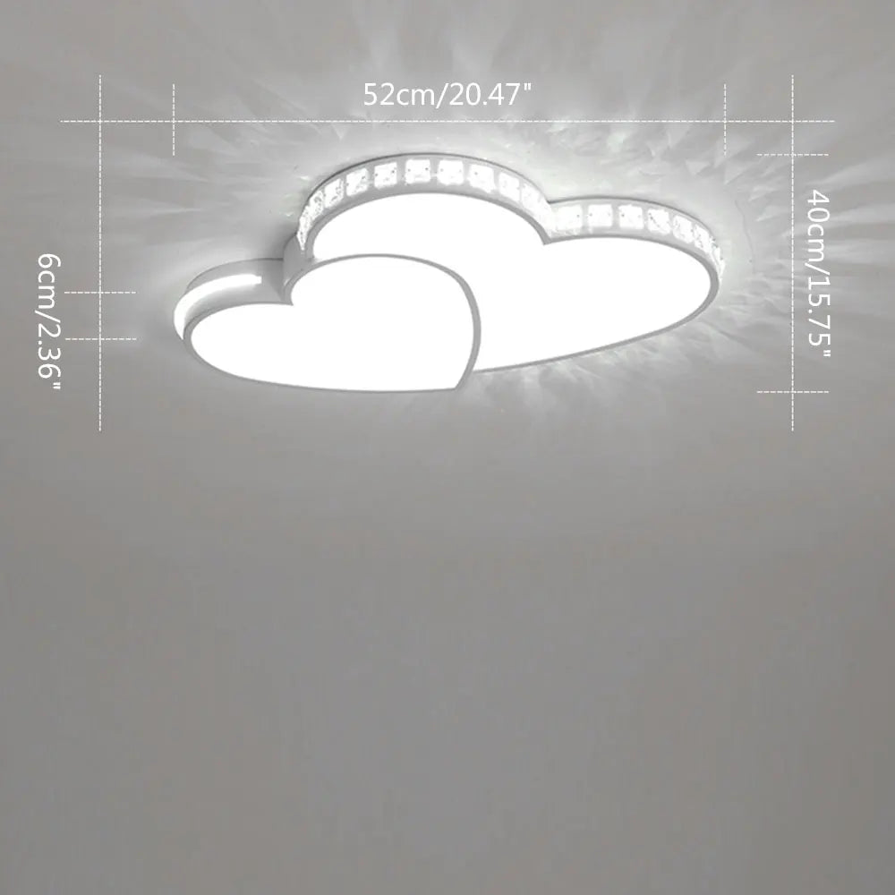 Modern Heart Shaped Crystal LED Flush Mount Ceiling Light Fixture