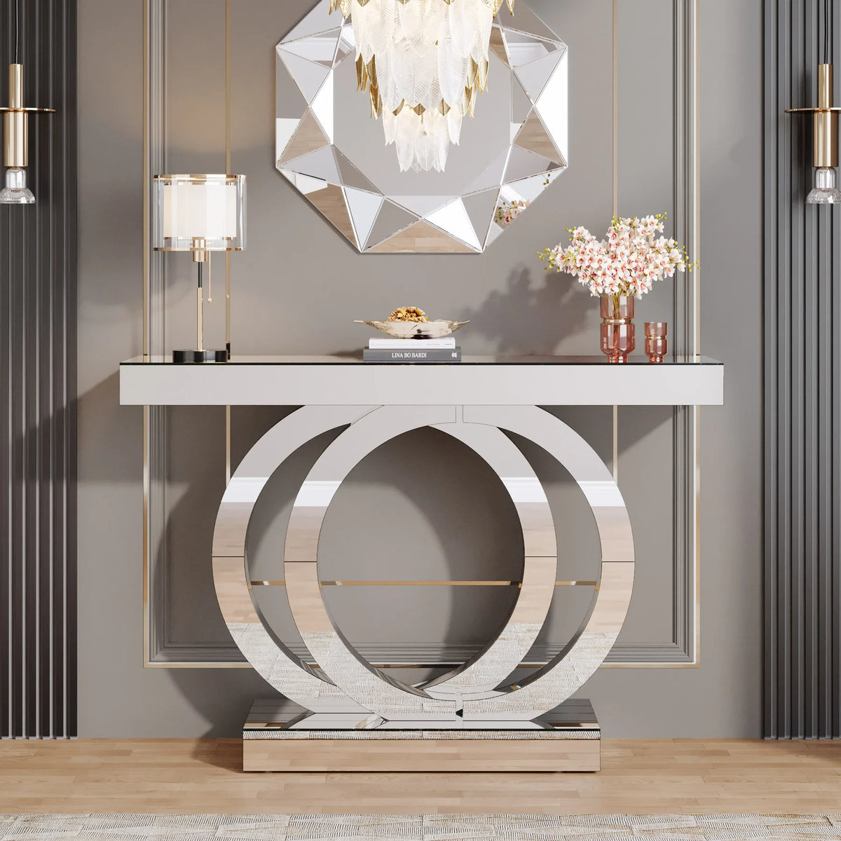 Tribesigns Modern Mirrored Console Table for Elegant Entryways
