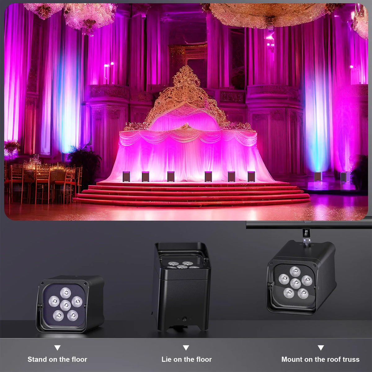 U'King Wireless LED Par Lights With Remote For DJ Events