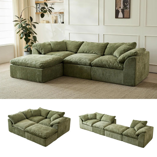 Yeflixvrau Modern L Shaped Cloud Sectional Sofa With Ottoman Cushion