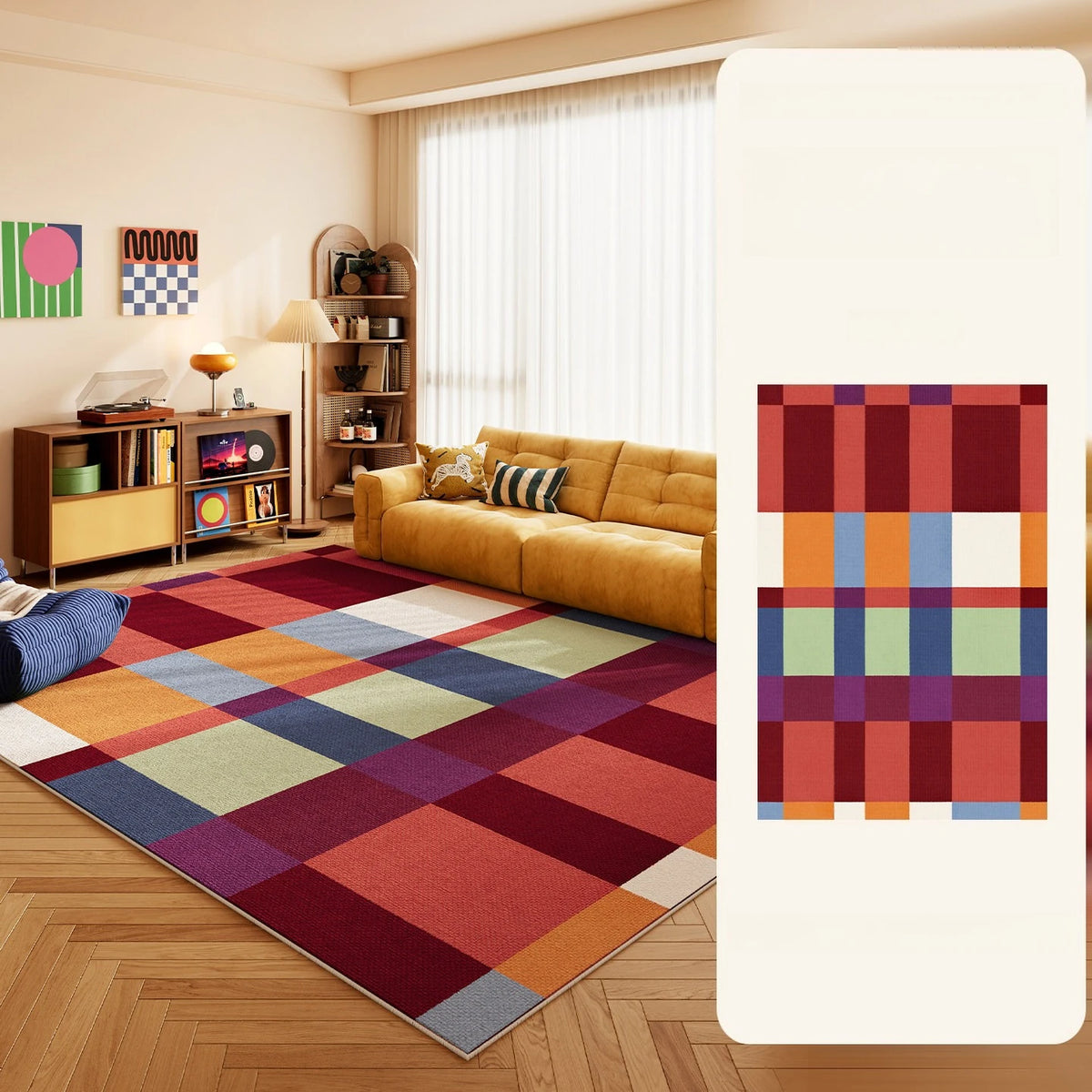 Nordic Geometric Polyester Washable Rug For Living Room