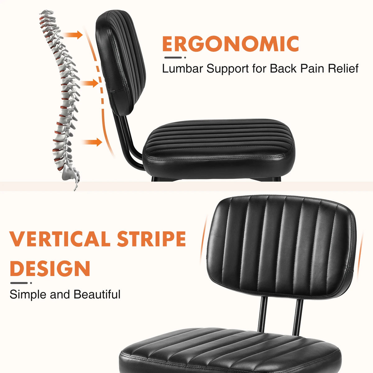 JHK Ergonomic PU Leather Dining Chairs With Lumbar Support