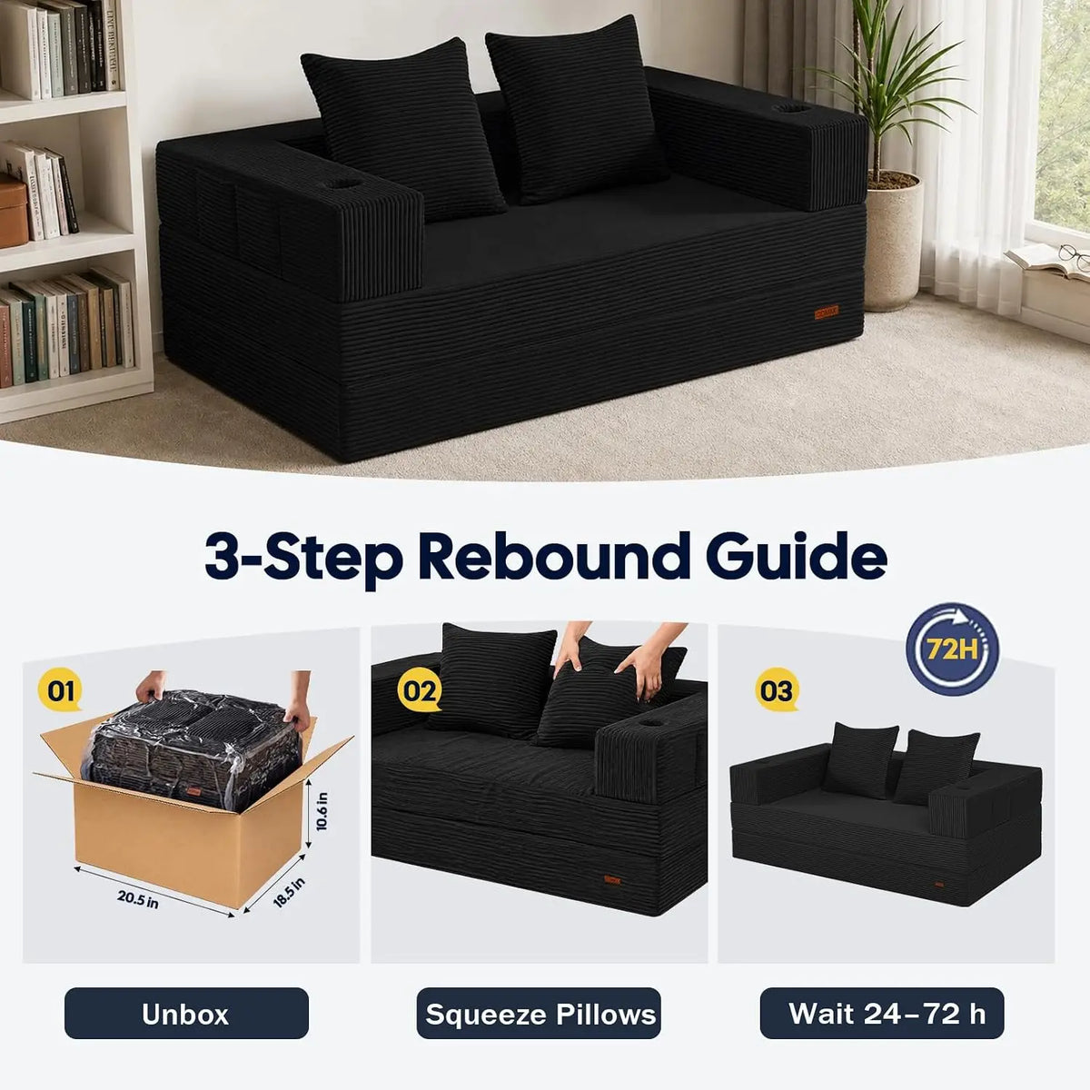 Novilla Low Profile Floor Sofa Bed Boneless Futon Couch