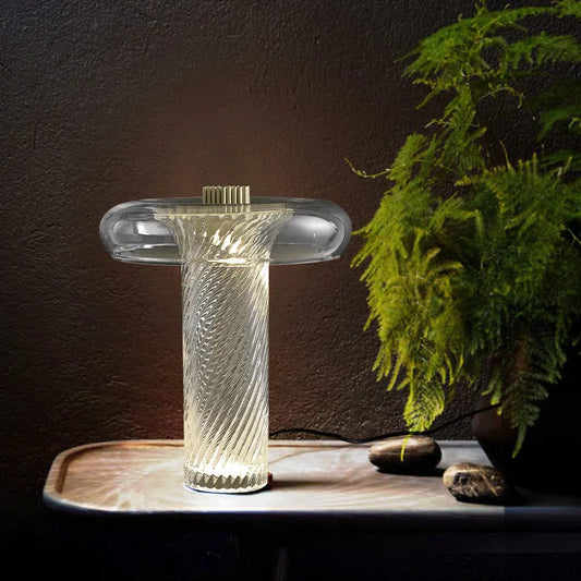 JIANKEXING Nordic Twisted Glass Table Lamp Modern LED Desk Light
