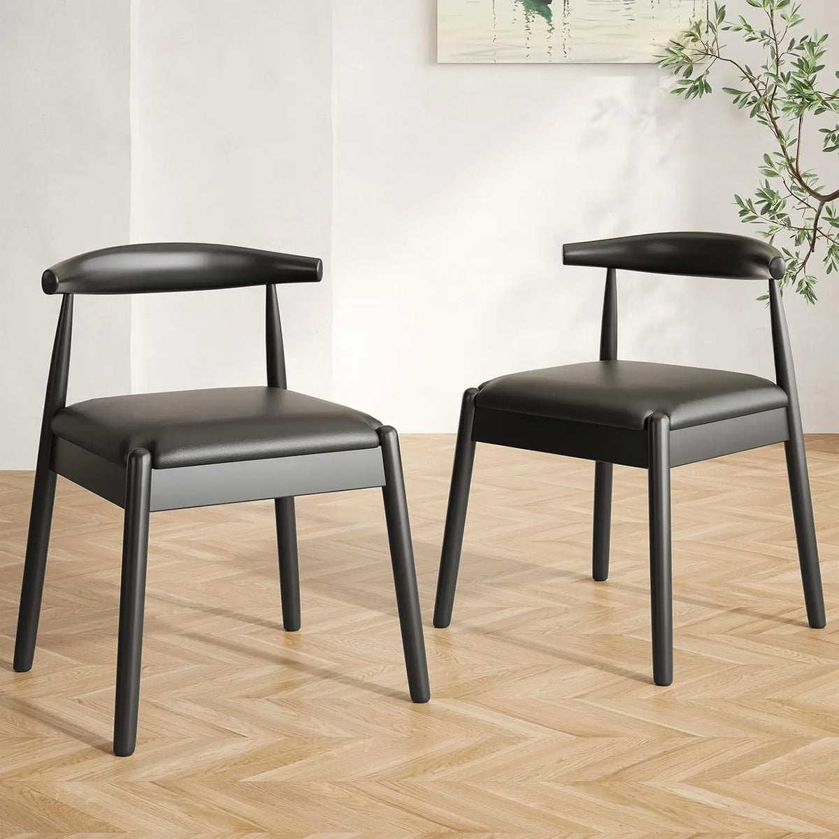 FARINI Mid Century Modern Dining Chairs With Solid Wood Legs