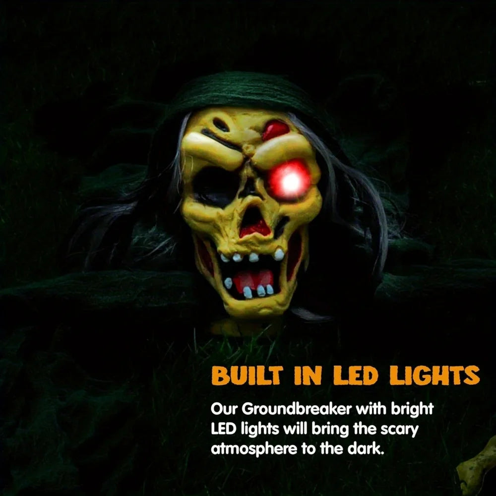 Zombie Groundbreaker Halloween Graveyard Outdoor Decor With Sound And Eyes
