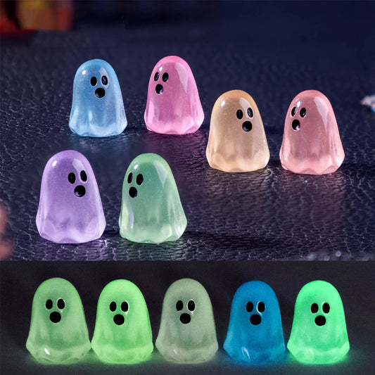Luminous Resin Ghost Miniature Figures For Halloween Decoration Ornaments